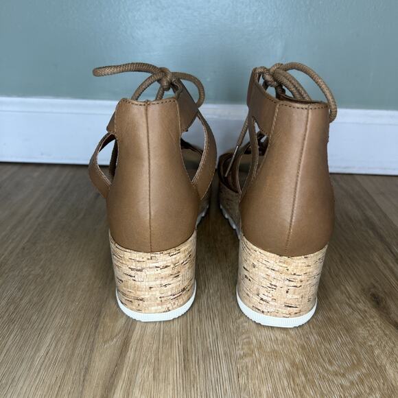 SOREL Woman's 8.5 Cameron Sandal Brown Platform Lace Up Preppy Cottage Outdoor - Picture 5 of 8